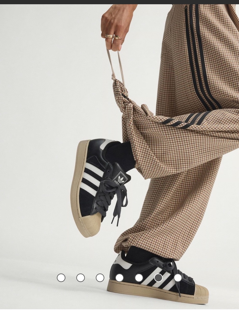 adidas Originals Checks Trouser Loose Pants Med NWT crystal linen / aurora Pleat - Picture 7 of 16